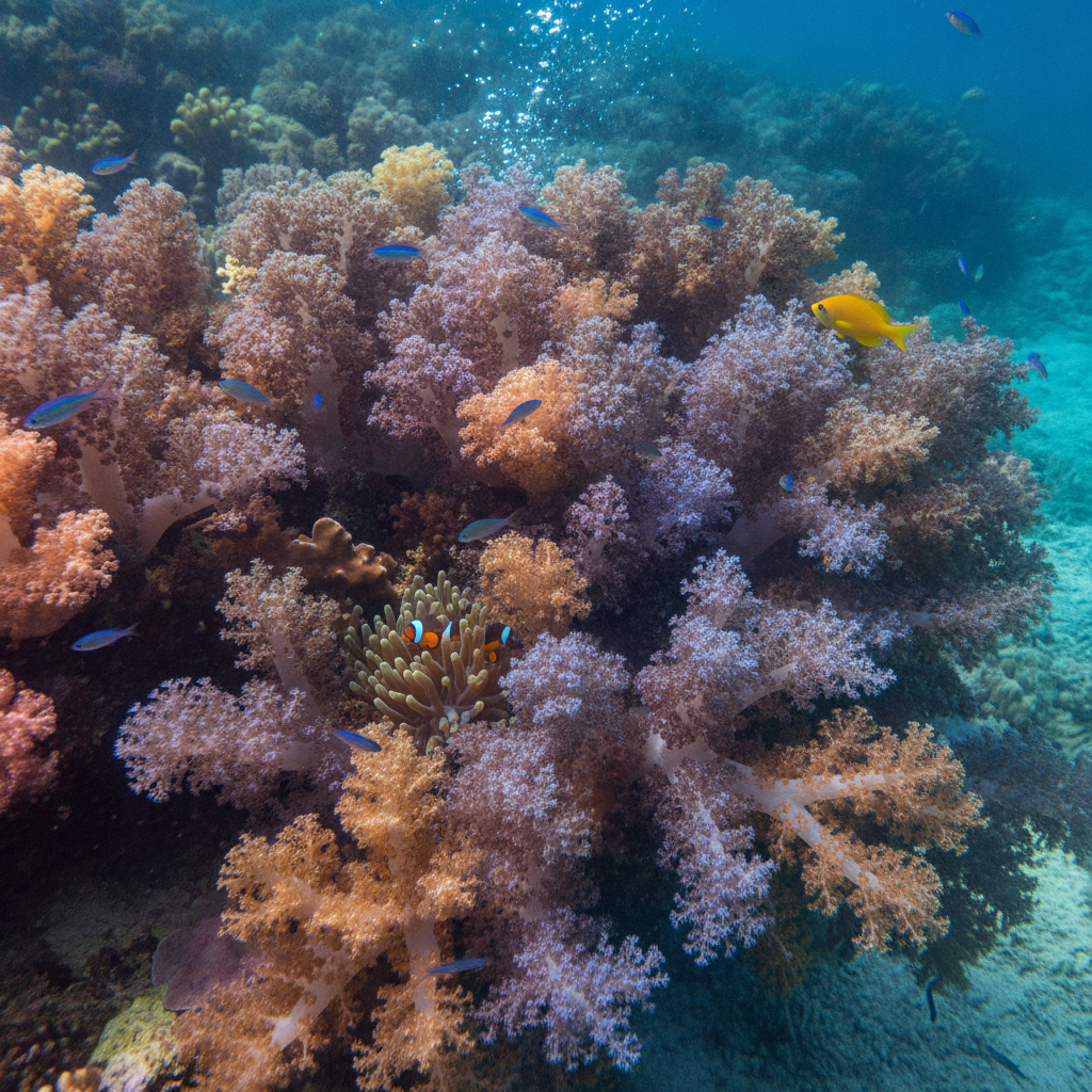 Close-up of soft coral and reef fish